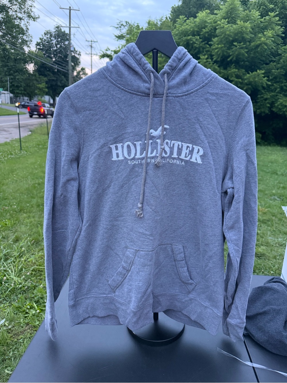 Hollister Blue-Gray Logo Hoodie